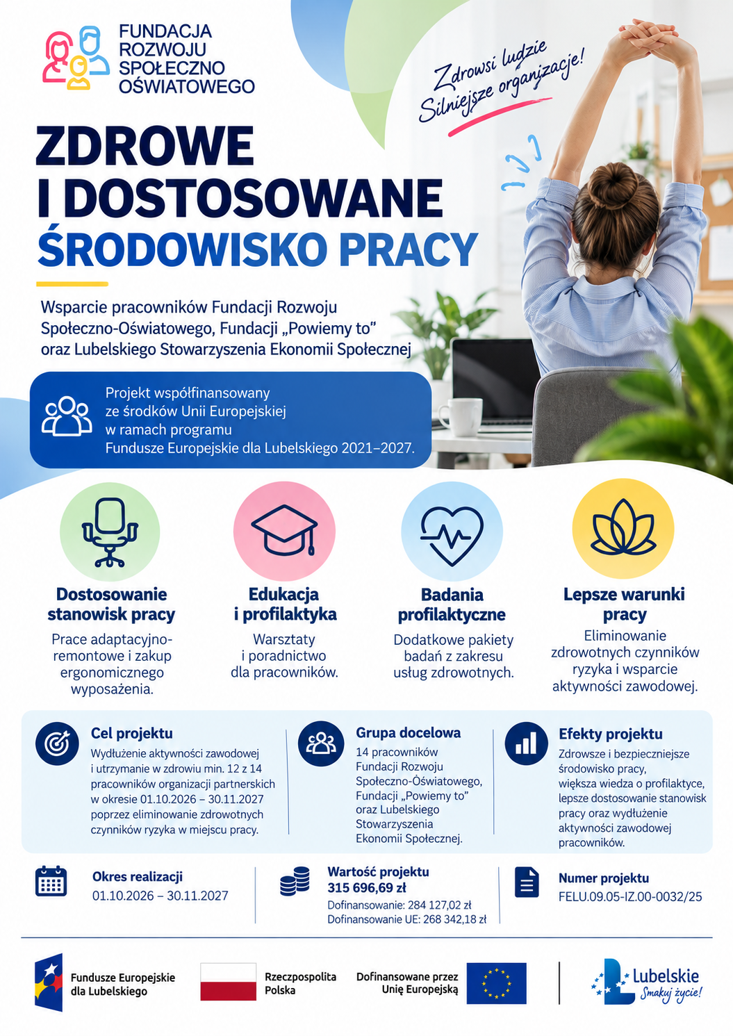 Plakat projektu Zdrowe i dostosowane środowisko pracy
