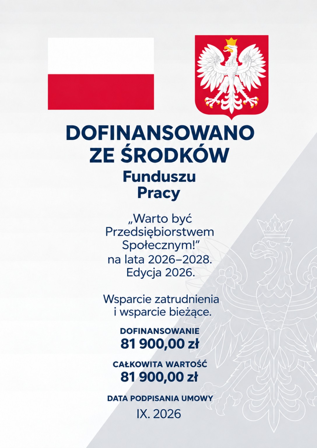 Warto być Przedsiębiorstwem Społecznym 2026 - wsparcie zatrudnienia i wsparcie bieżące - Fundusz Pracy