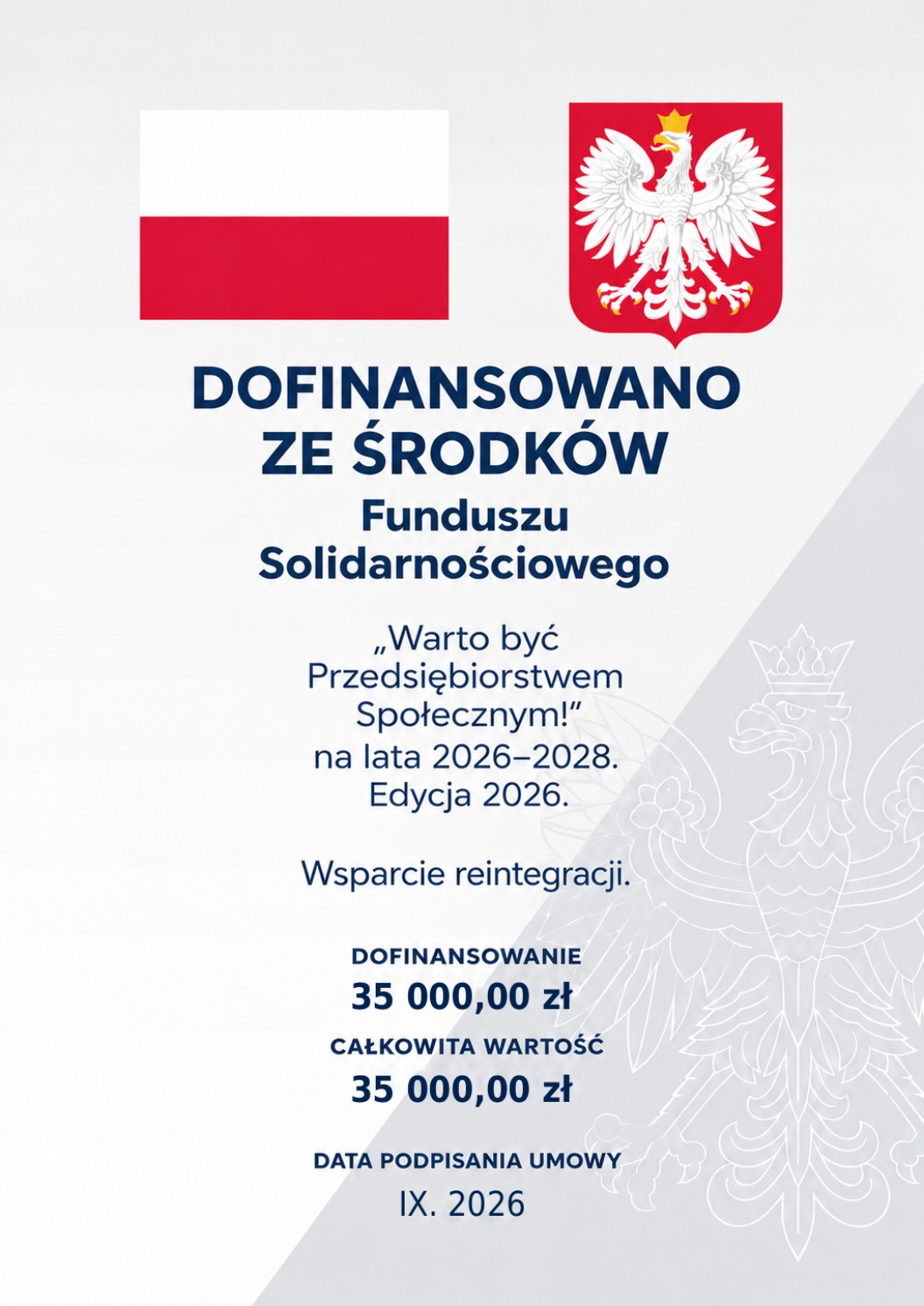 Warto być Przedsiębiorstwem Społecznym 2026 - wsparcie reintegracji - Fundusz Solidarnościowy
